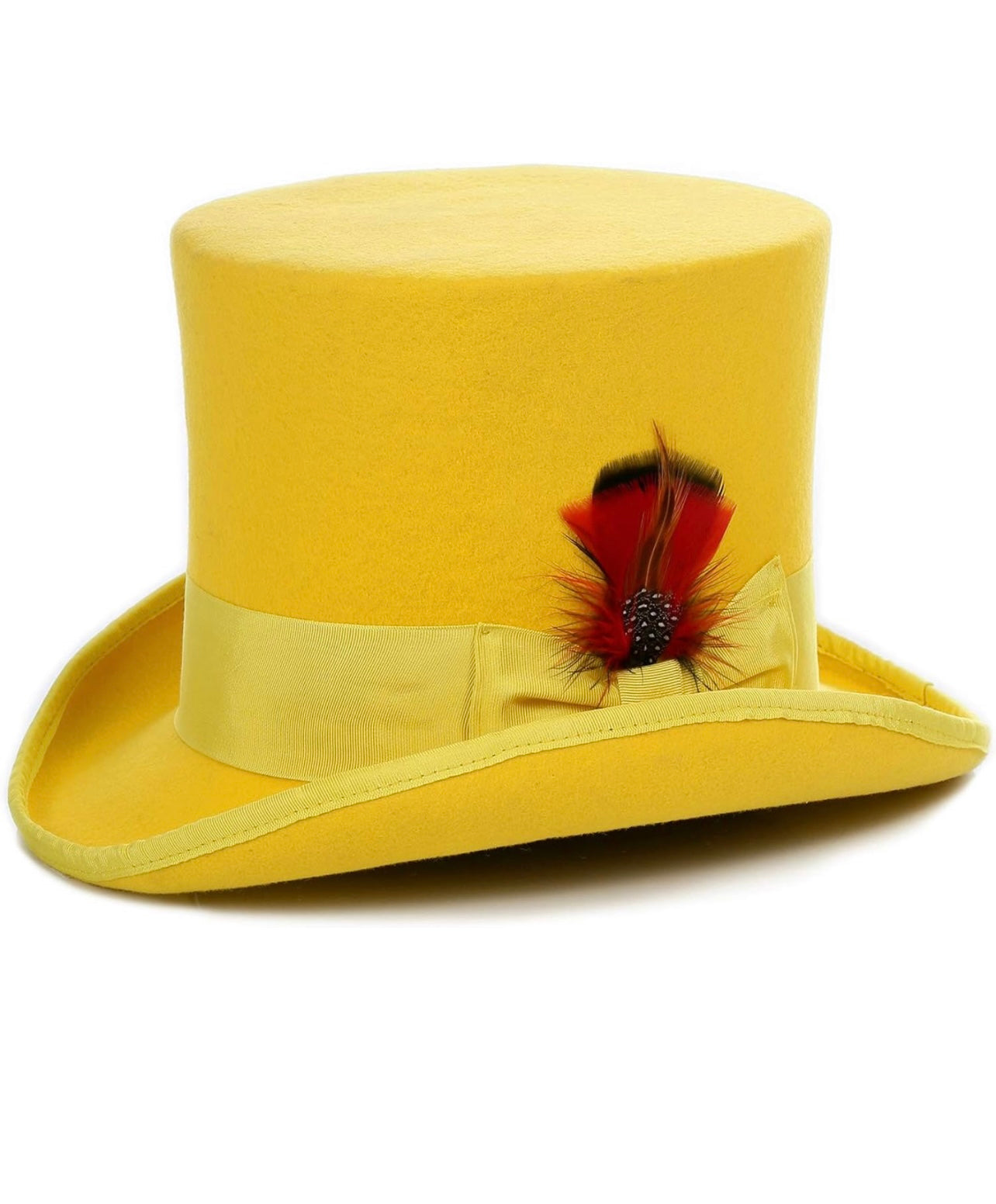 Wool Felt Top Hat /18 Colors/with Grosgrain Ribbon and Removable Feather- Unisex, Men, Women