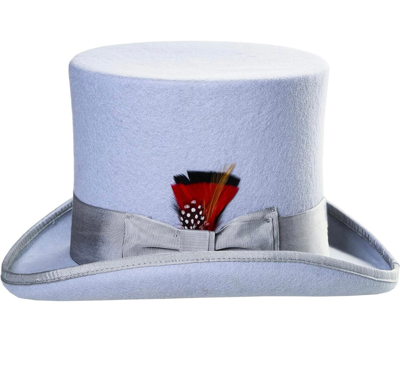 Wool Felt Top Hat /18 Colors/with Grosgrain Ribbon and Removable Feather- Unisex, Men, Women