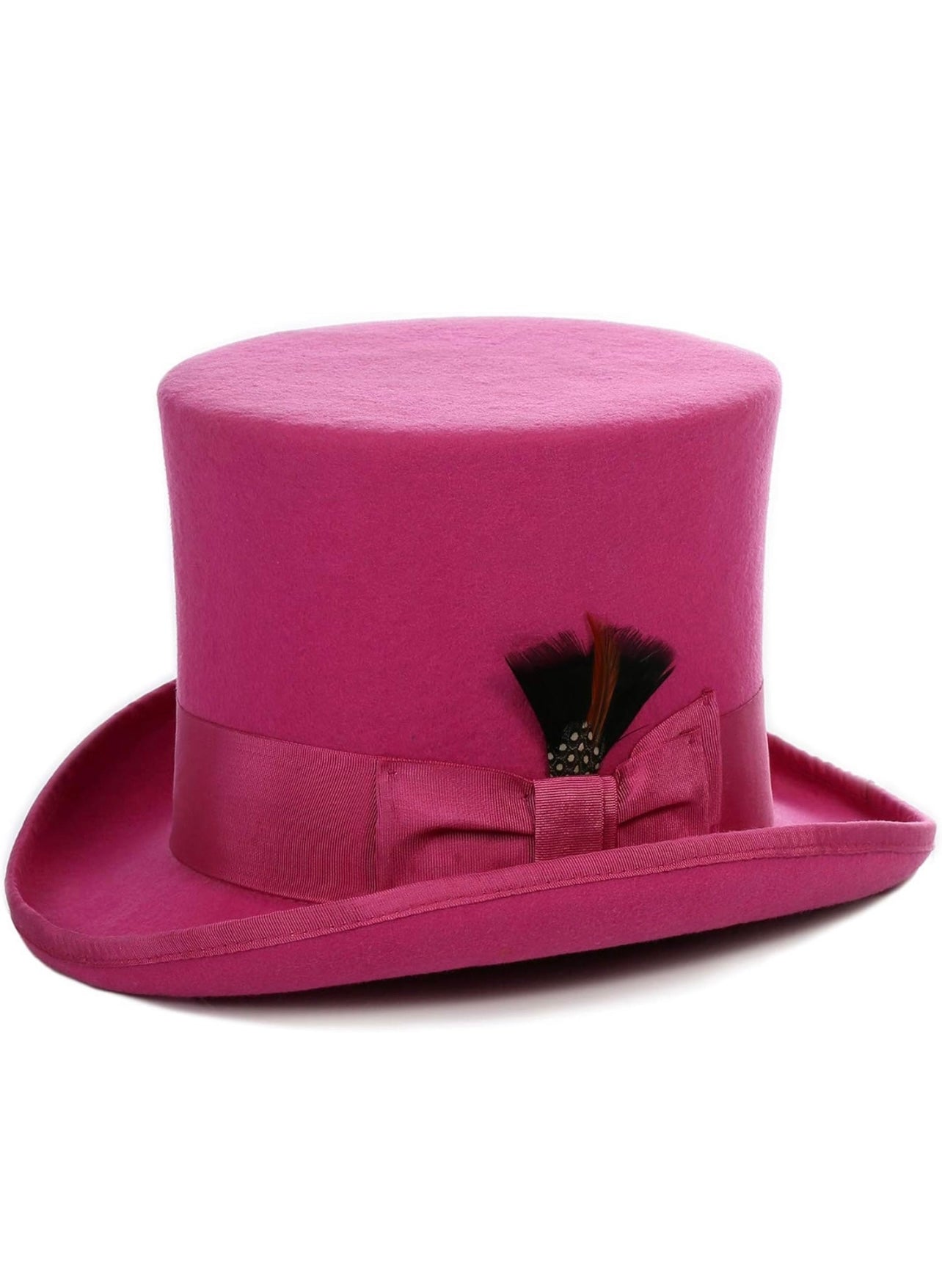 Wool Felt Top Hat /18 Colors/with Grosgrain Ribbon and Removable Feather- Unisex, Men, Women