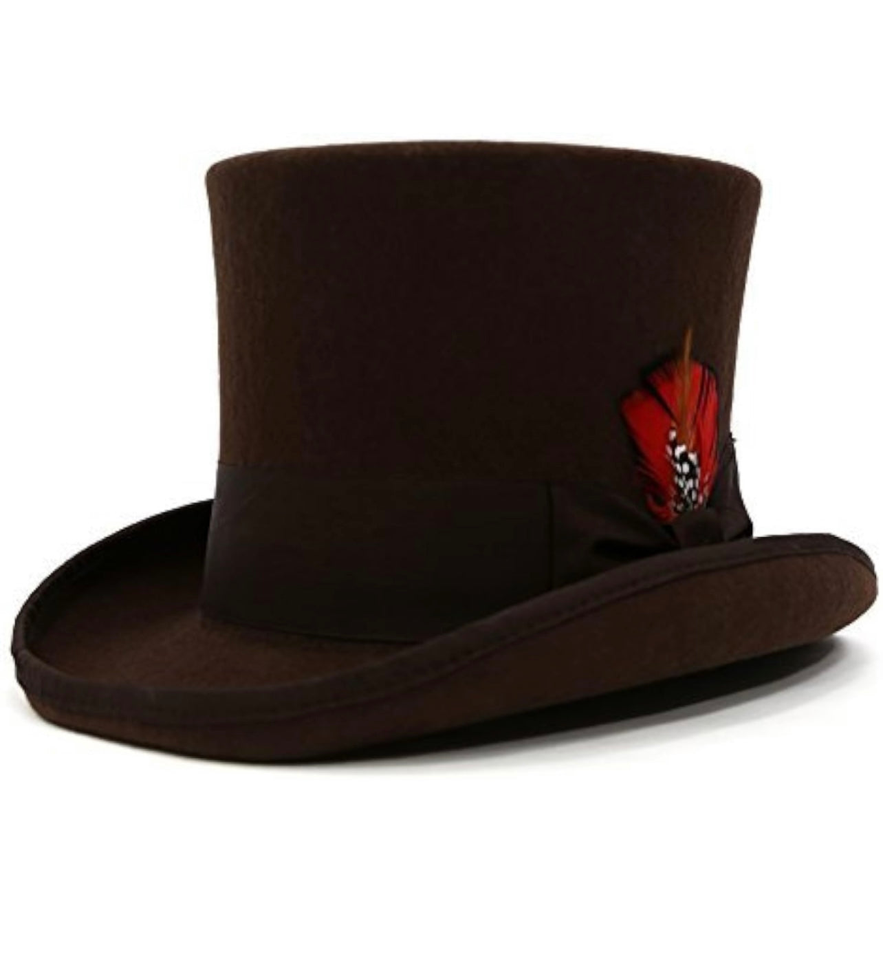 Wool Felt Top Hat /18 Colors/with Grosgrain Ribbon and Removable Feather- Unisex, Men, Women