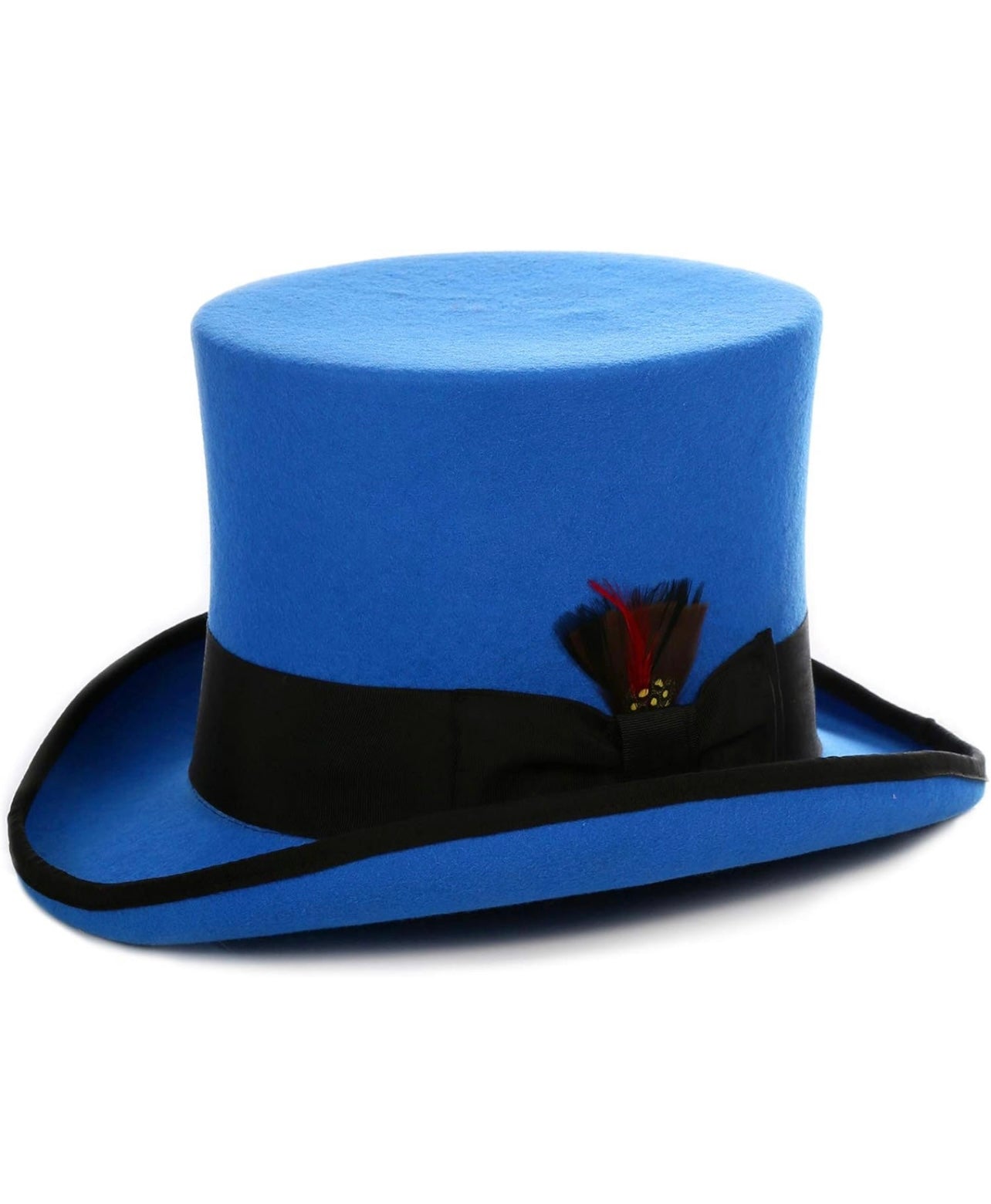 Wool Felt Top Hat /18 Colors/with Grosgrain Ribbon and Removable Feather- Unisex, Men, Women