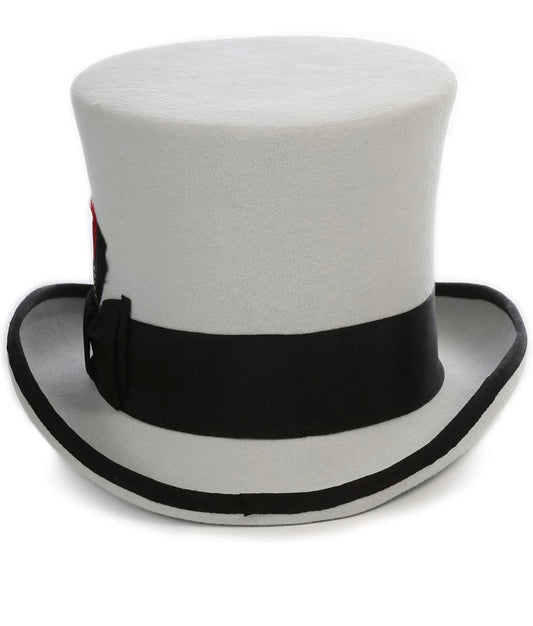 Wool Felt Top Hat /18 Colors/with Grosgrain Ribbon and Removable Feather- Unisex, Men, Women