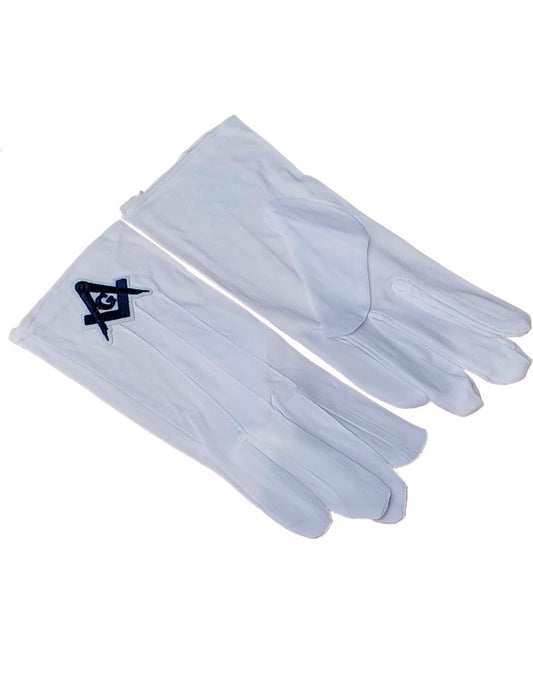 Freemason Mason Masonic White Gloves Blue Lodge Embroidered G Logo Square & Compass