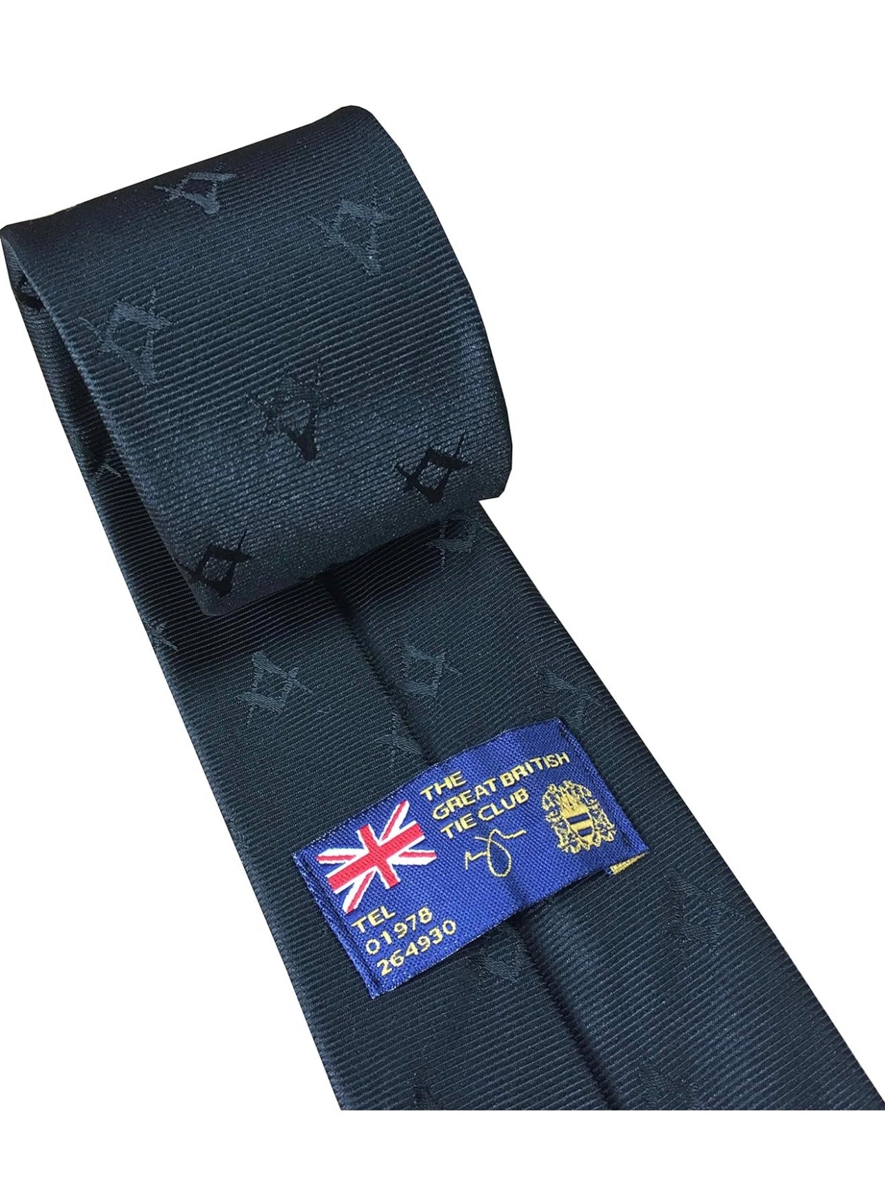 Mens Freemasons Masonic Black Woven Neck Tie