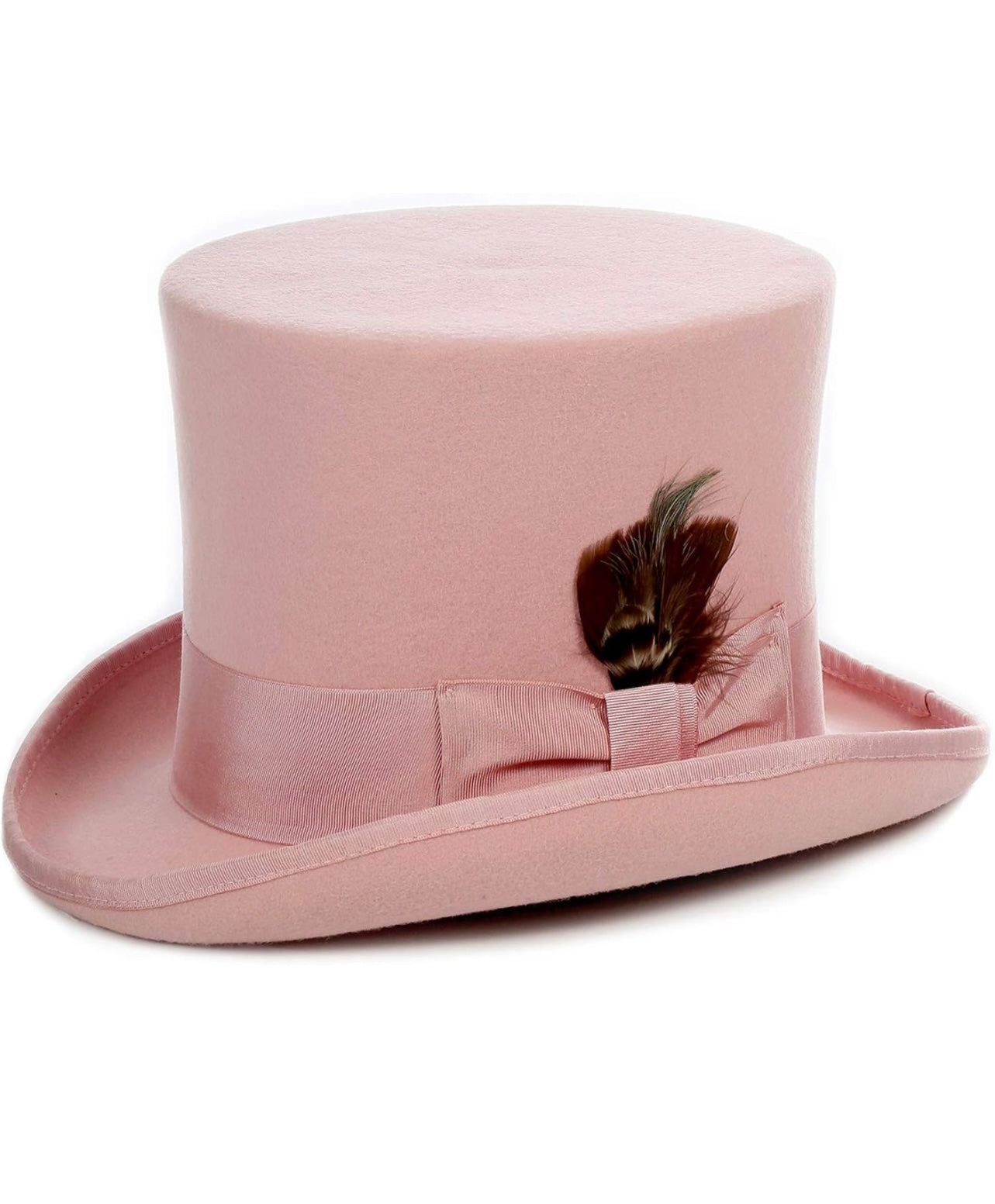 Wool Felt Top Hat /18 Colors/with Grosgrain Ribbon and Removable Feather- Unisex, Men, Women