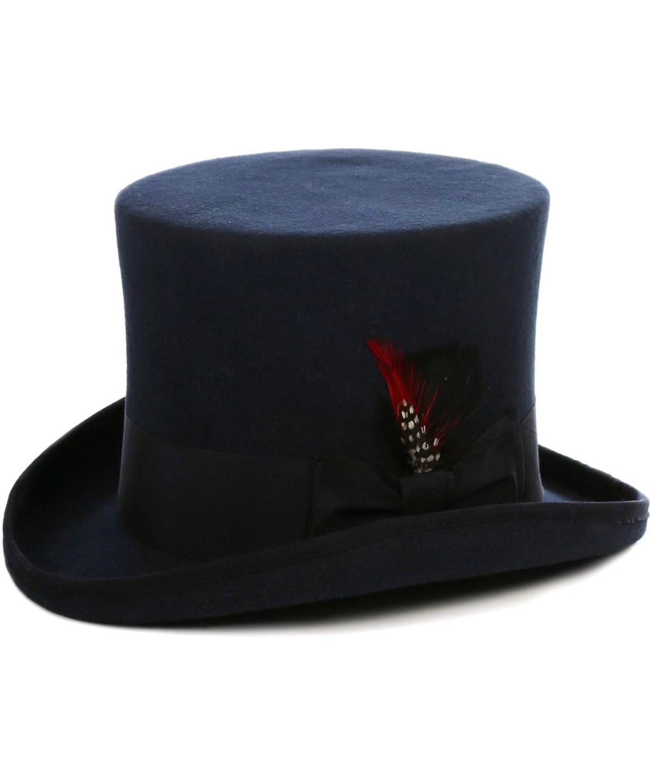 Wool Felt Top Hat /18 Colors/with Grosgrain Ribbon and Removable Feather- Unisex, Men, Women