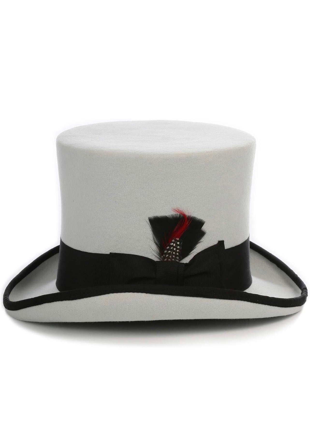 Wool Felt Top Hat /18 Colors/with Grosgrain Ribbon and Removable Feather- Unisex, Men, Women