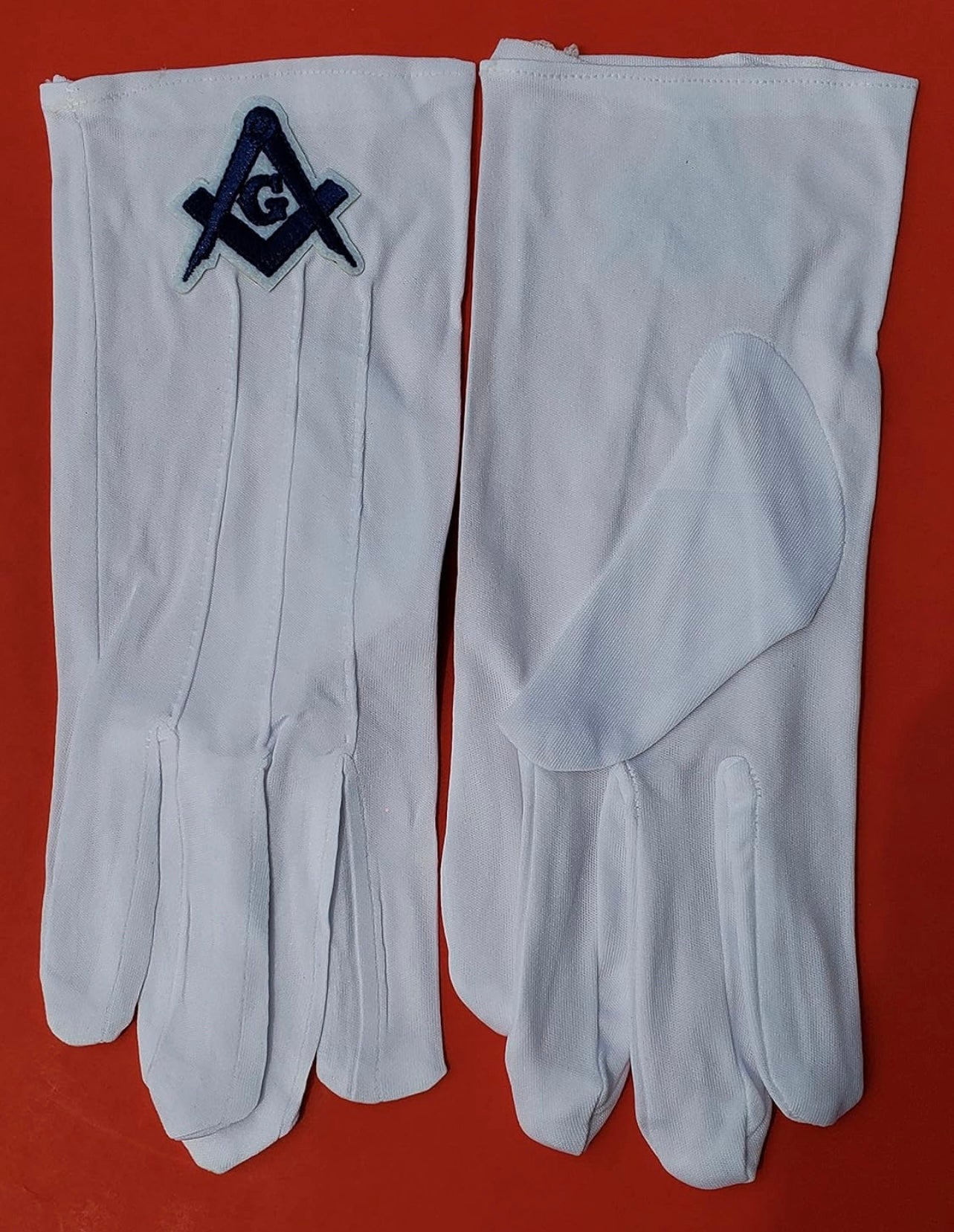 Freemason Mason Masonic White Gloves Blue Lodge Embroidered G Logo Square & Compass