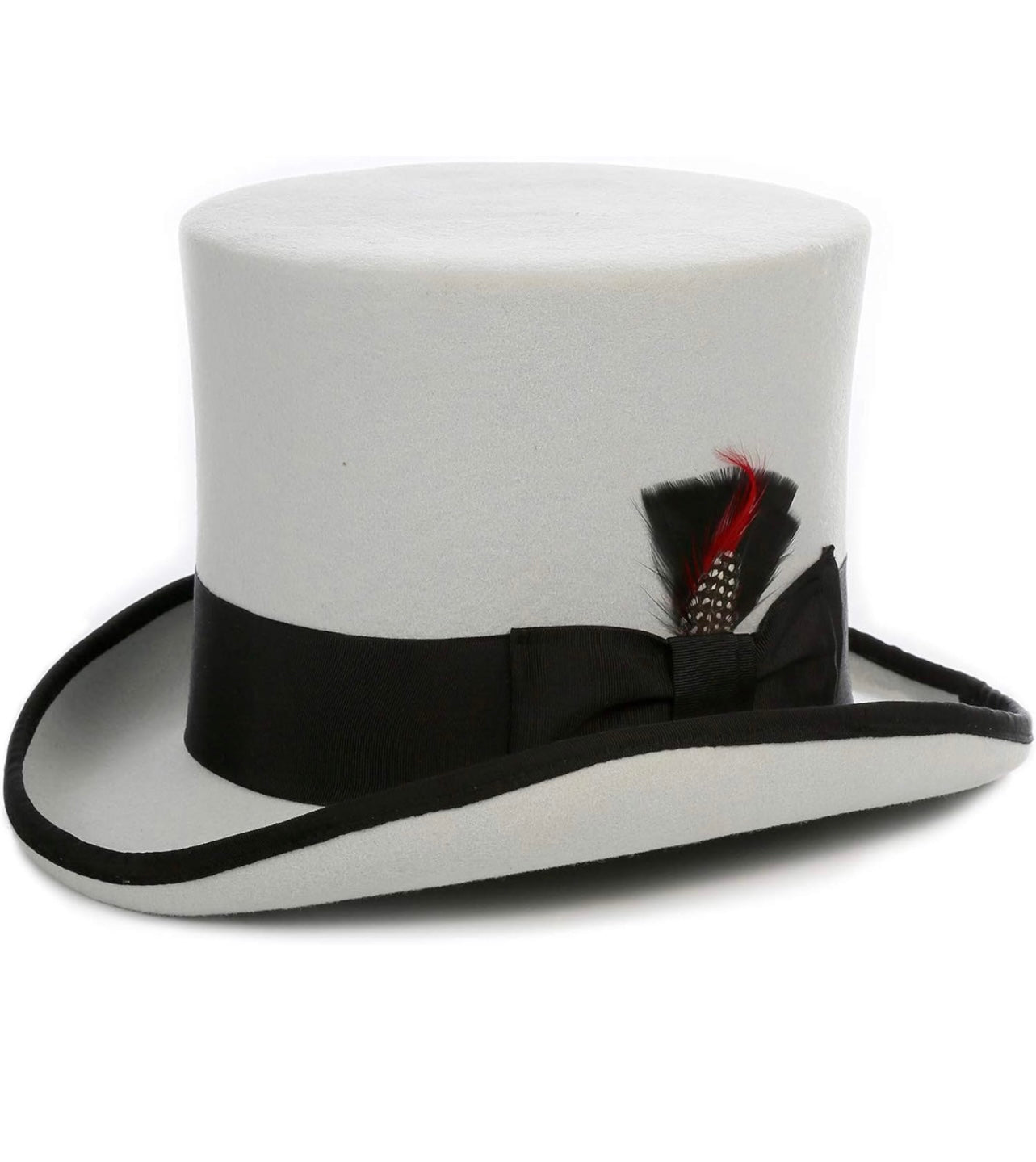 Wool Felt Top Hat /18 Colors/with Grosgrain Ribbon and Removable Feather- Unisex, Men, Women